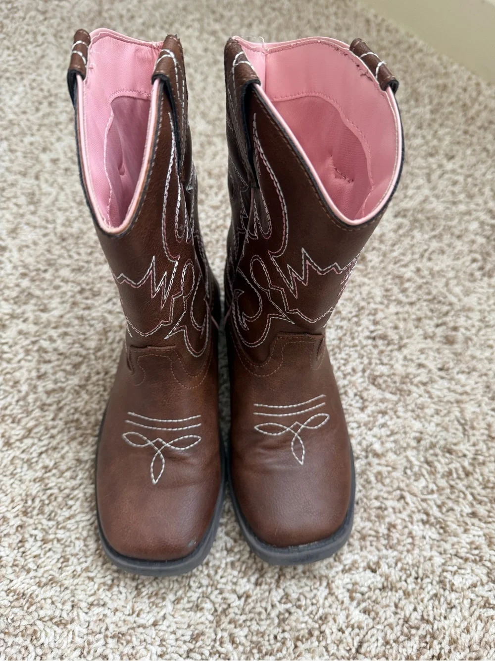 wonder nation Brown Cowboy Boots with Pink Trim